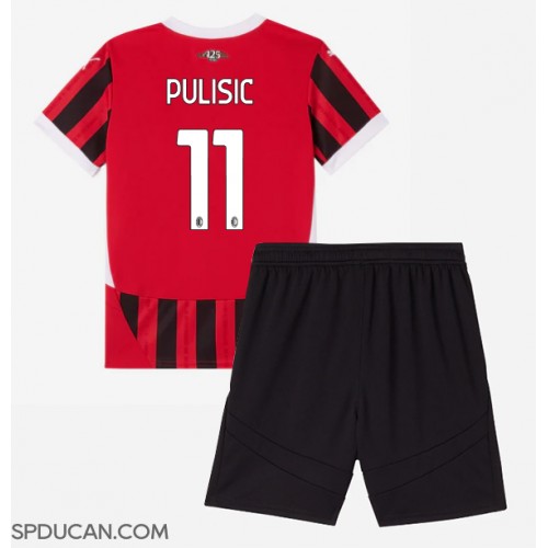 Dječji Nogometni Dres AC Milan Christian Pulisic #11 Domaci 2024-25 Kratak Rukav (+ Kratke hlače)